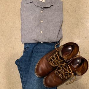 Taylor Stitch The California in Grey Mini Striped, XS sz 36